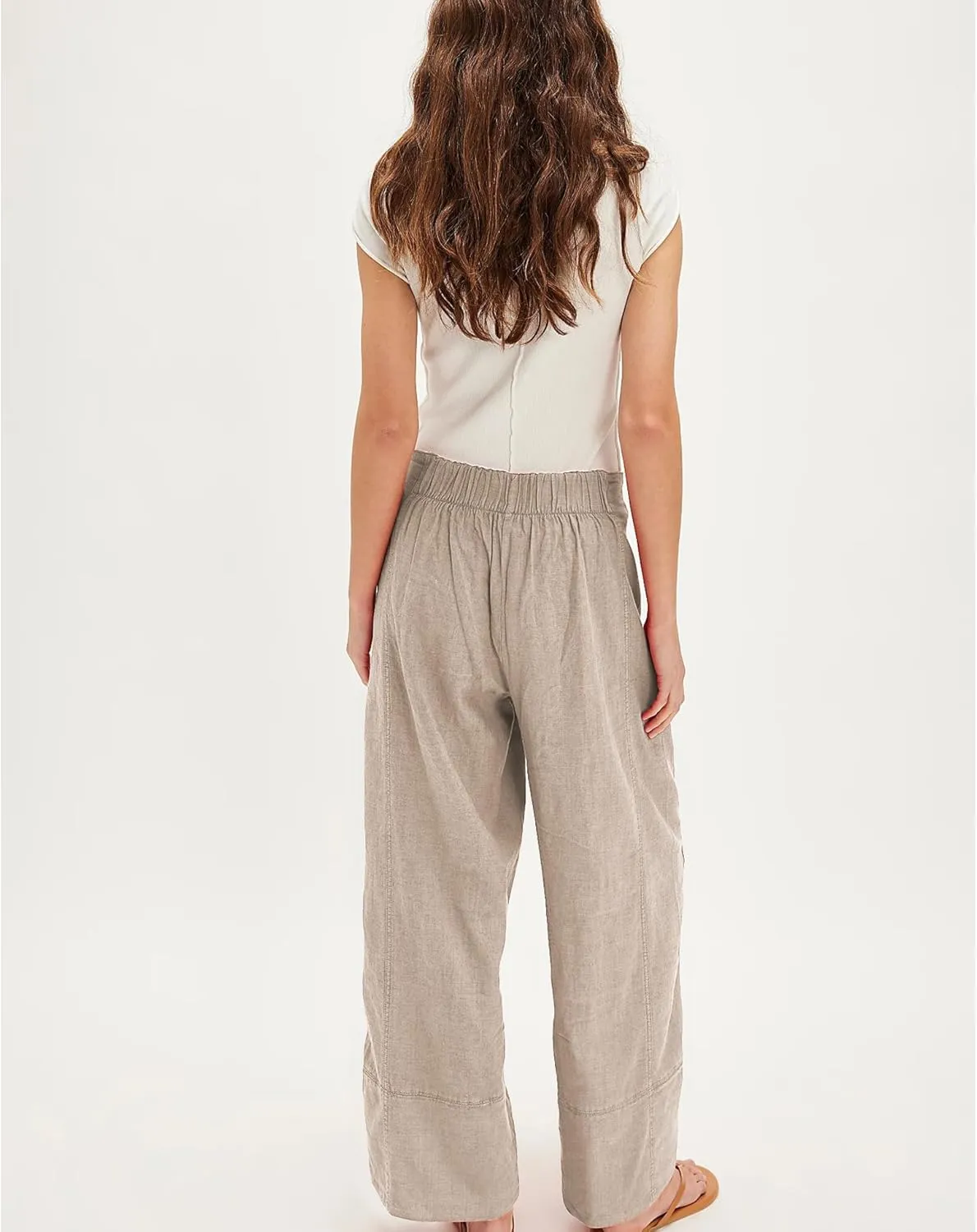 Linen Pants for Women Cotton Baggy Boho Casual Palazzo Pants Wide Leg Long Lounge Trousers with Pockets