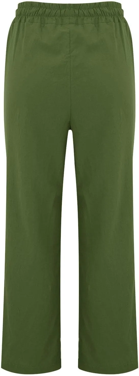Linen Pants Women Loose Straight Leg Drawstring Summer Pants Casual Baggy Vacation Flowy Sweatpants with Pockets
