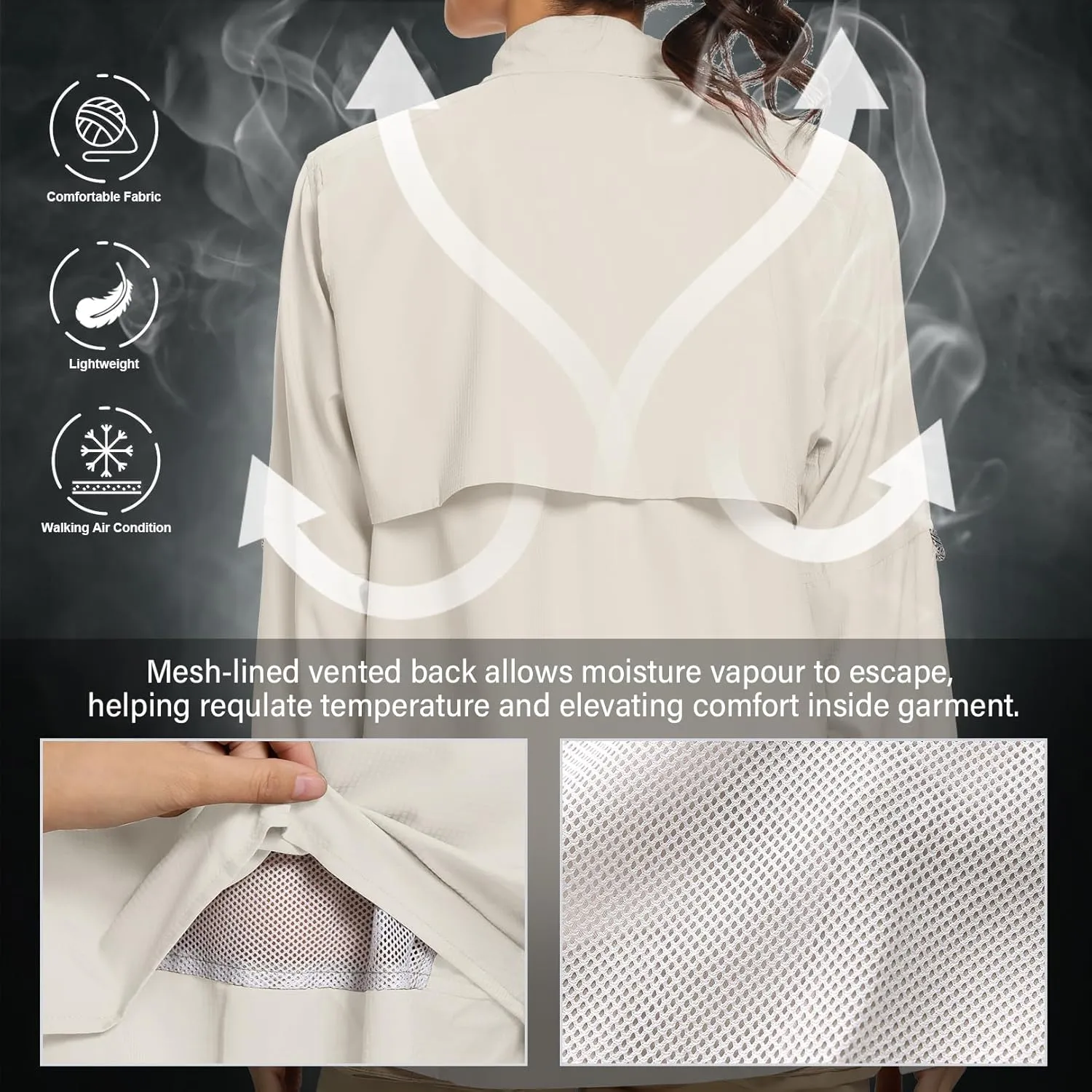linlon Womens Safari Shirts Long Sleeve UV Protection Hiking Fishing UPF 50  Quick Dry Cooling Camping Travel Shirts