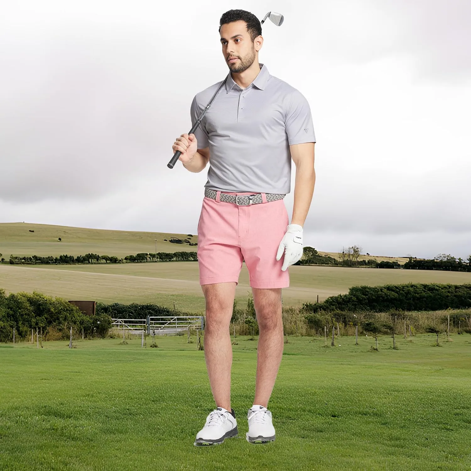 M MAELREG Golf Shirts for Men Dry fit Sports Jacquard Lightweight Performance Texture Short Sleeve Collared Polo Shirts