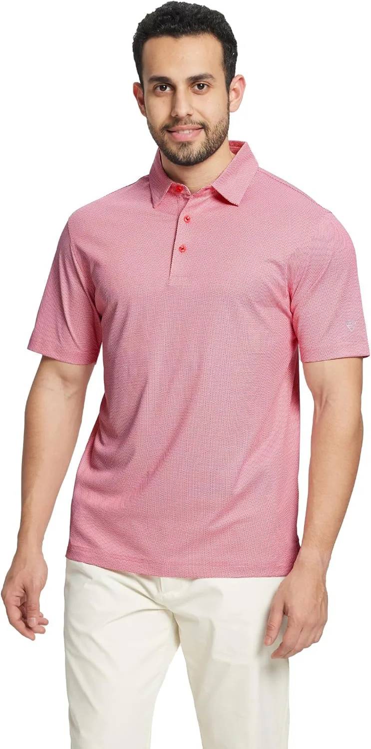 M MAELREG Golf Shirts for Men Dry fit Sports Jacquard Lightweight Performance Texture Short Sleeve Collared Polo Shirts