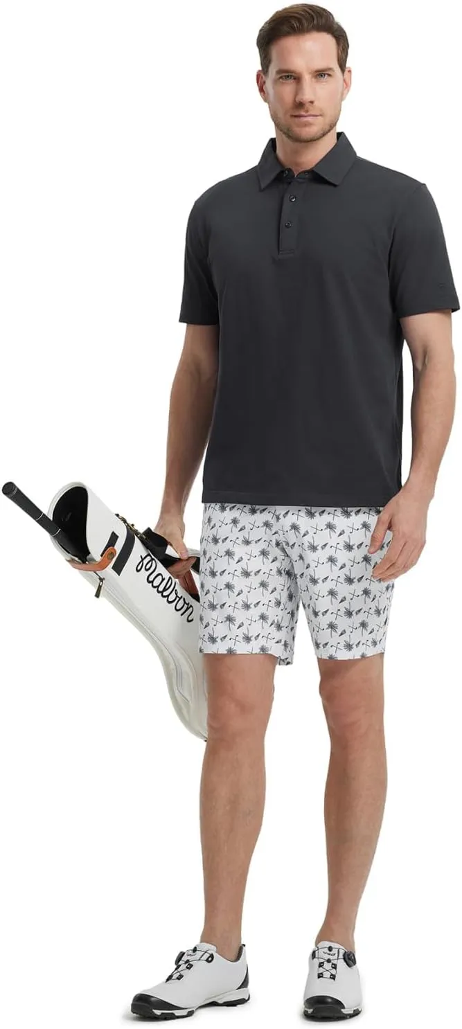 M MAELREG Golf Shirts for Men Pique Solid Performance Moisture Wicking Lightweight Collared Mens Polo Shirts Short Sleeve