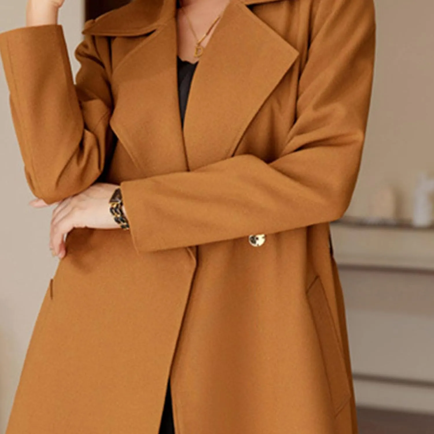 Maiyifu-GJ Women's Long Trench Coat Double Breasted Classic Lapel Overcoat Spring Fall Fashion Coats Windproof Outerwear