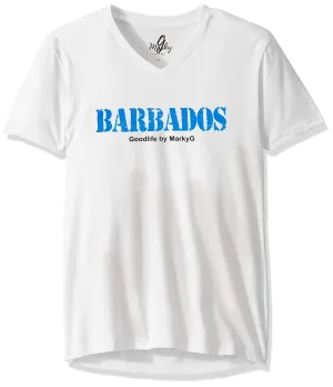 Marky G Apparel Men's Barbados Graphic Printed Premium Tops Fitted Sueded Short Sleeve V-Neck T-Shirt