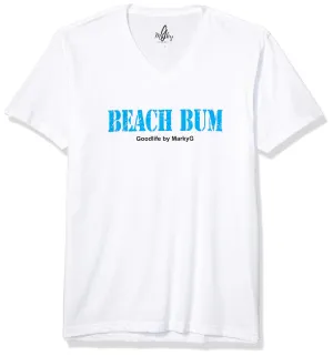 Marky G Apparel Men's Beach Bum Graphic Printed Premium Tops Fitted Sueded Short Sleeve V-Neck T-Shirt