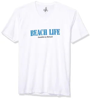 Marky G Apparel Men's Beach Life Graphic Printed Premium Tops Fitted Sueded Short Sleeve V-Neck T-Shirt