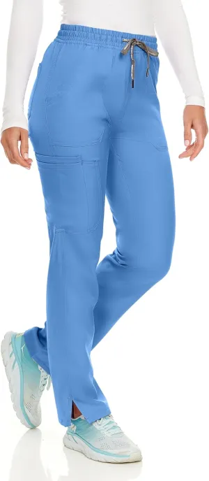 MediChic Women's Straight Leg Six Pocket Cargo Scrub Pants with 4-Way Stretch Scrubs