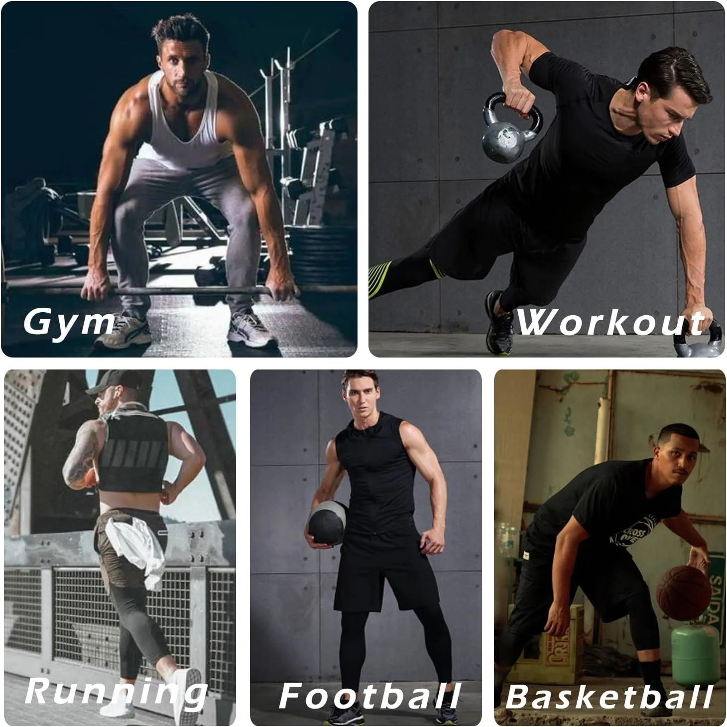 Men Compression Pants Football Basketball Leggings Spandex Tights for Active Athletic Workout Running Cool Dry