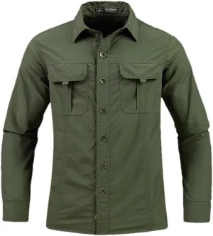 Men Tactical Military Shirts Lightweight Quick Dry Cargo Long Sleeve Combat Army Fishing Tops Shirts