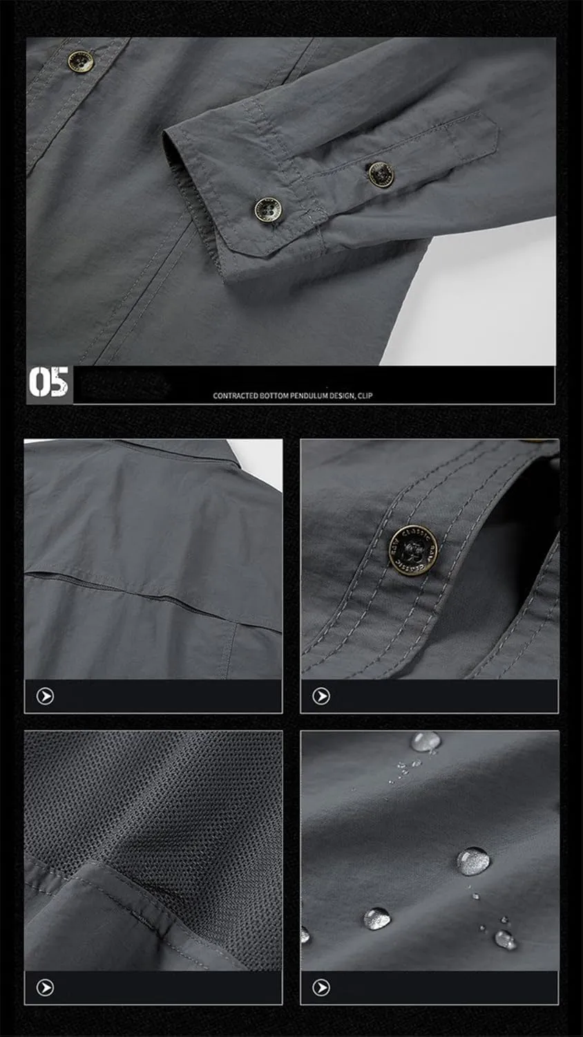 Men Tactical Military Shirts Lightweight Quick Dry Cargo Long Sleeve Combat Army Fishing Tops Shirts