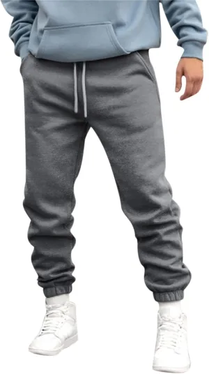 Mens Autumn and Winter High Street Fashion Leisure Pants Loose Sports Running Trousers Solid Color Lace Up Joggers