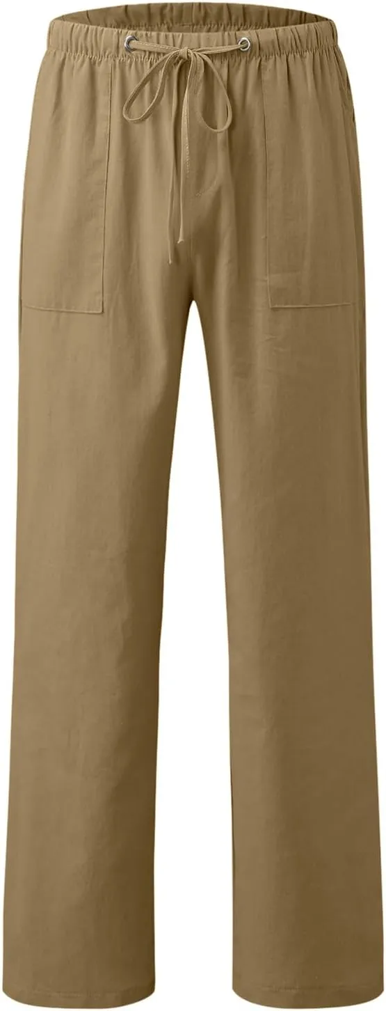 Men's Cargo Combat Work Pant Running Workout Jogger Plus Size Sweatpant Baggy Open Hem Drawstring Waist Pants