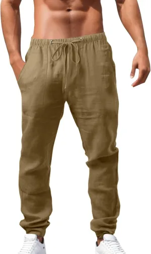 Men's Cargo Combat Work Pant Running Workout Jogger Plus Size Sweatpant Baggy Open Hem Drawstring Waist Pants
