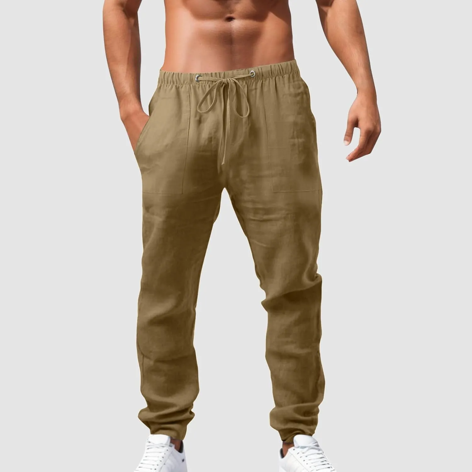 Men's Cargo Combat Work Pant Running Workout Jogger Plus Size Sweatpant Baggy Open Hem Drawstring Waist Pants
