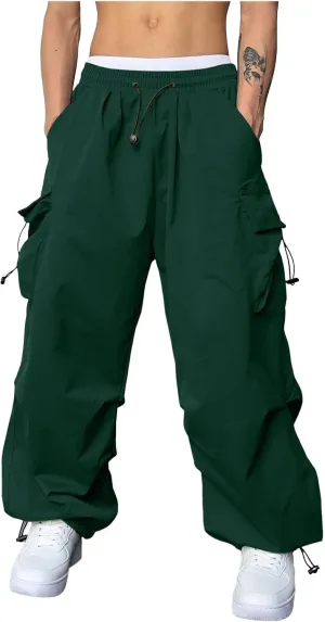 Mens Cargo Pants Casual Lightweight Drawstring Pant Hiking Pant with Multiple Pockets