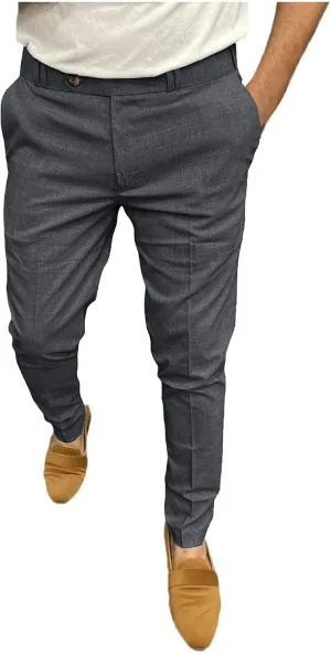 Mens Classic Stretch Flat Front Dress Pants Slim Fit Lightweigh Business Suit Trousers Daliy Streetwear with Pockets