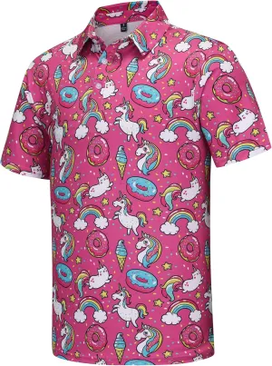 Men's Golf Polo Shirts Funny Golf Shirts for Men Performance Moisture Wicking Quick Dry Athletic Short Sleeve Shirts