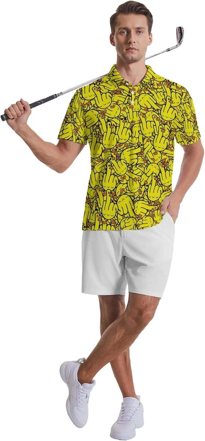 Mens Golf Shirts Shark Golf Polo Shirts for Men Short Sleeve Polo Shirts Golf Mens Polo