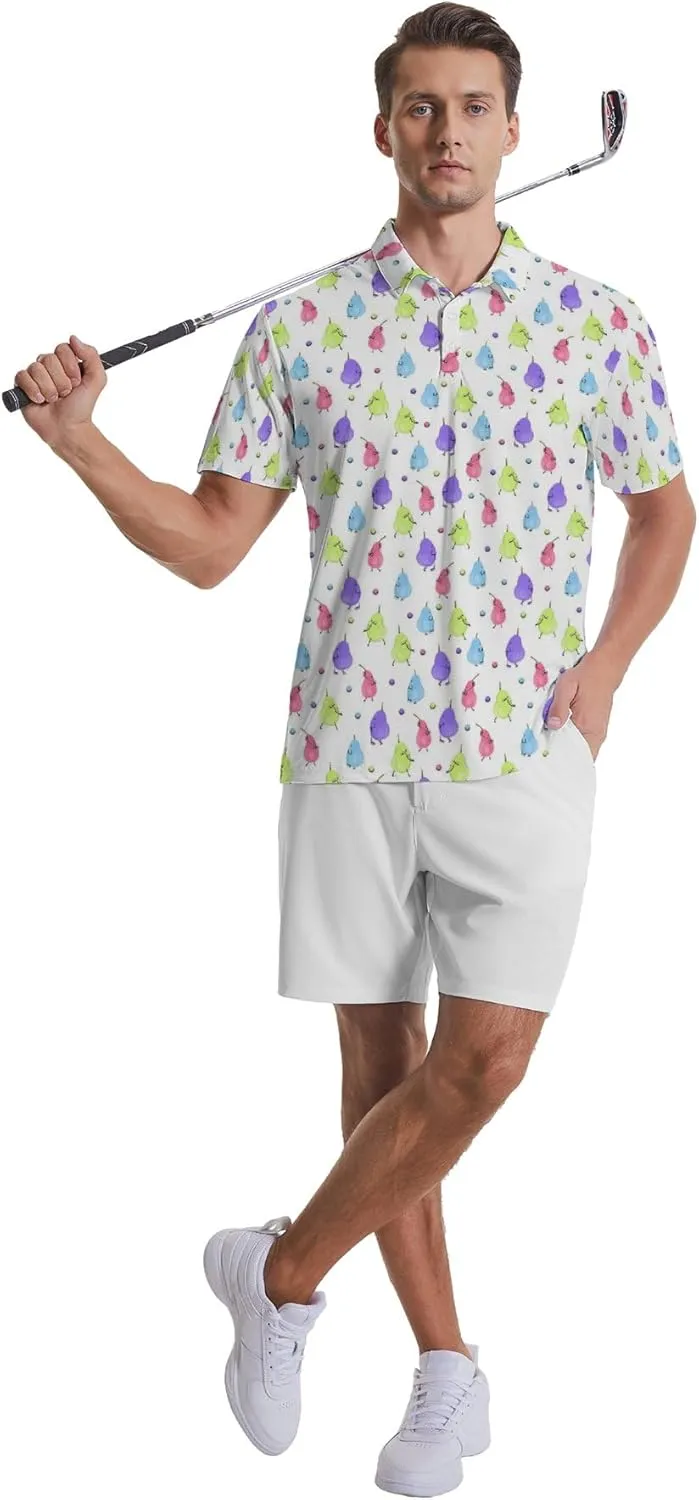 Mens Golf Shirts Shark Golf Polo Shirts for Men Short Sleeve Polo Shirts Golf Mens Polo