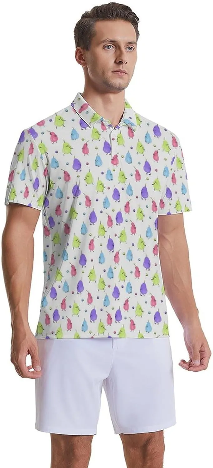 Mens Golf Shirts Shark Golf Polo Shirts for Men Short Sleeve Polo Shirts Golf Mens Polo