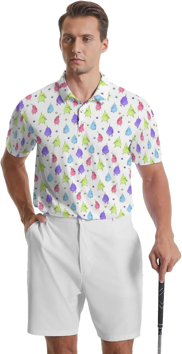 Mens Golf Shirts Shark Golf Polo Shirts for Men Short Sleeve Polo Shirts Golf Mens Polo