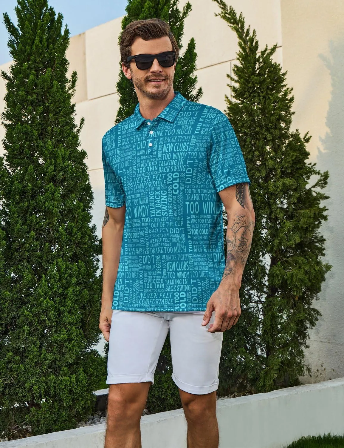 Mens Golf Shirts Shark Golf Polo Shirts for Men Short Sleeve Polo Shirts Golf Mens Polo