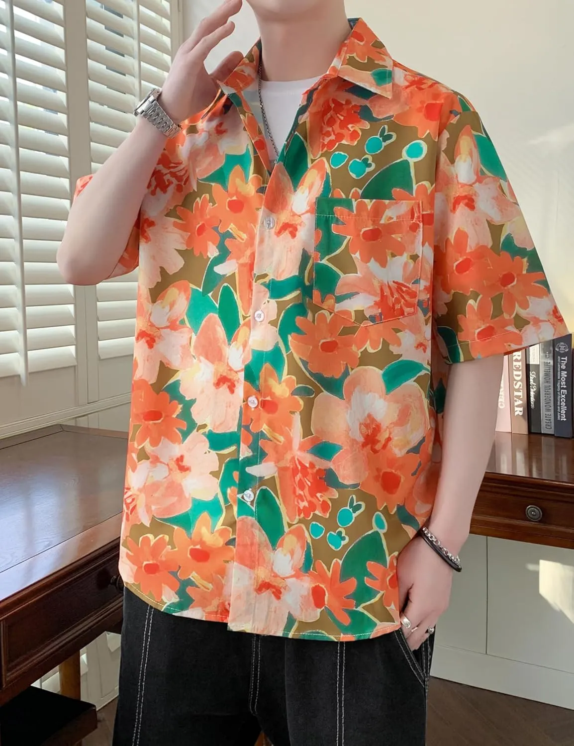 Men's Hawaiian Shirt Short Sleeve Floral Button Down Shirts Unisex Summer Tropical Holiday Beach Shirts