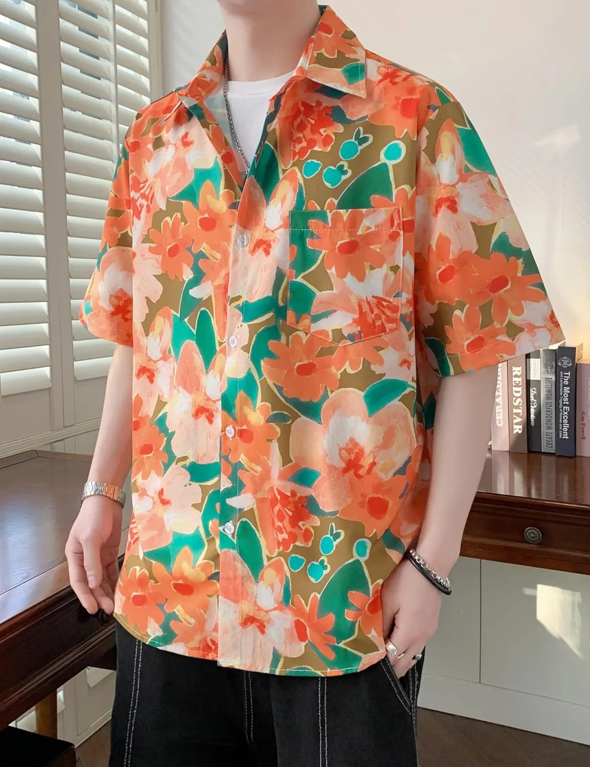 Men's Hawaiian Shirt Short Sleeve Floral Button Down Shirts Unisex Summer Tropical Holiday Beach Shirts