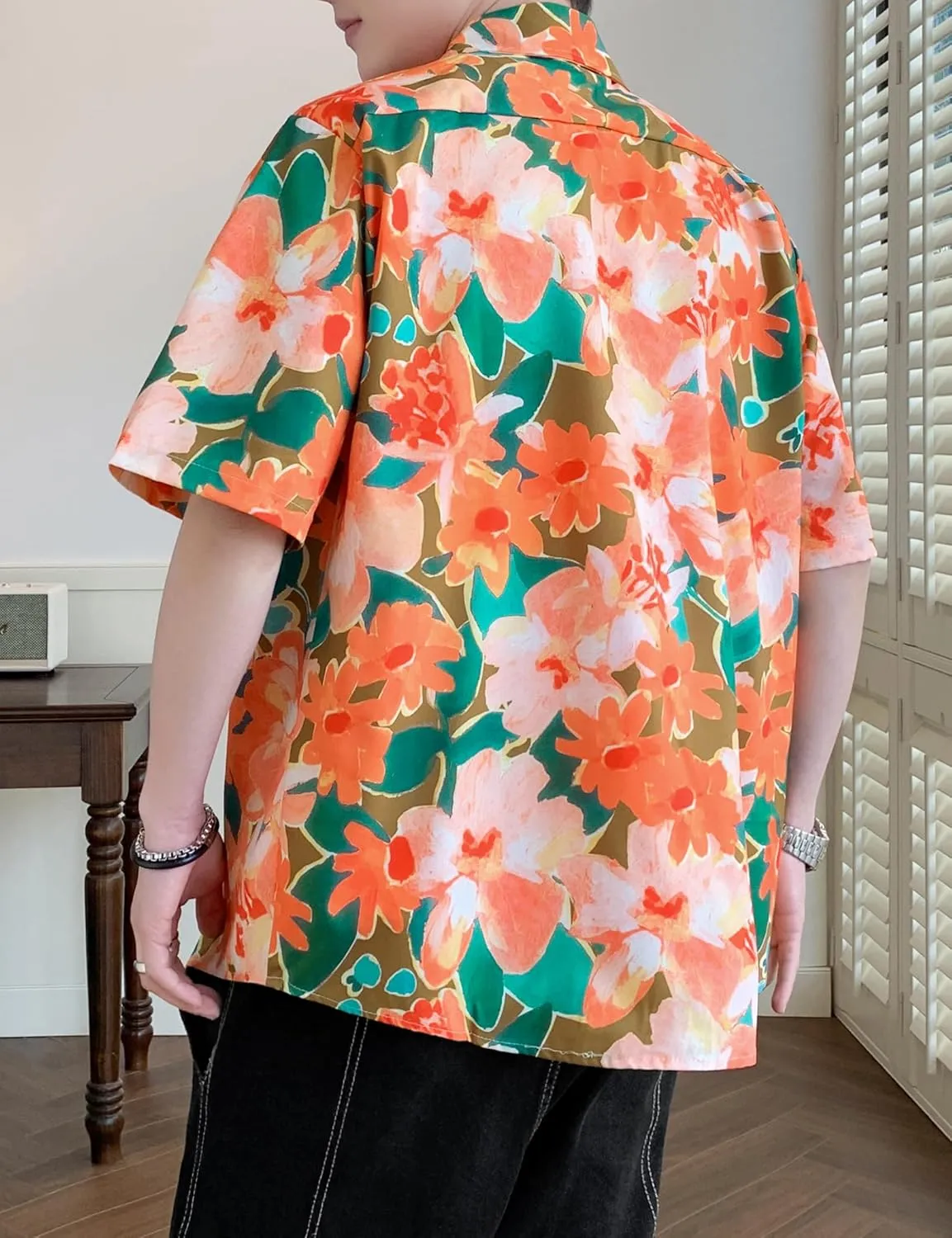 Men's Hawaiian Shirt Short Sleeve Floral Button Down Shirts Unisex Summer Tropical Holiday Beach Shirts
