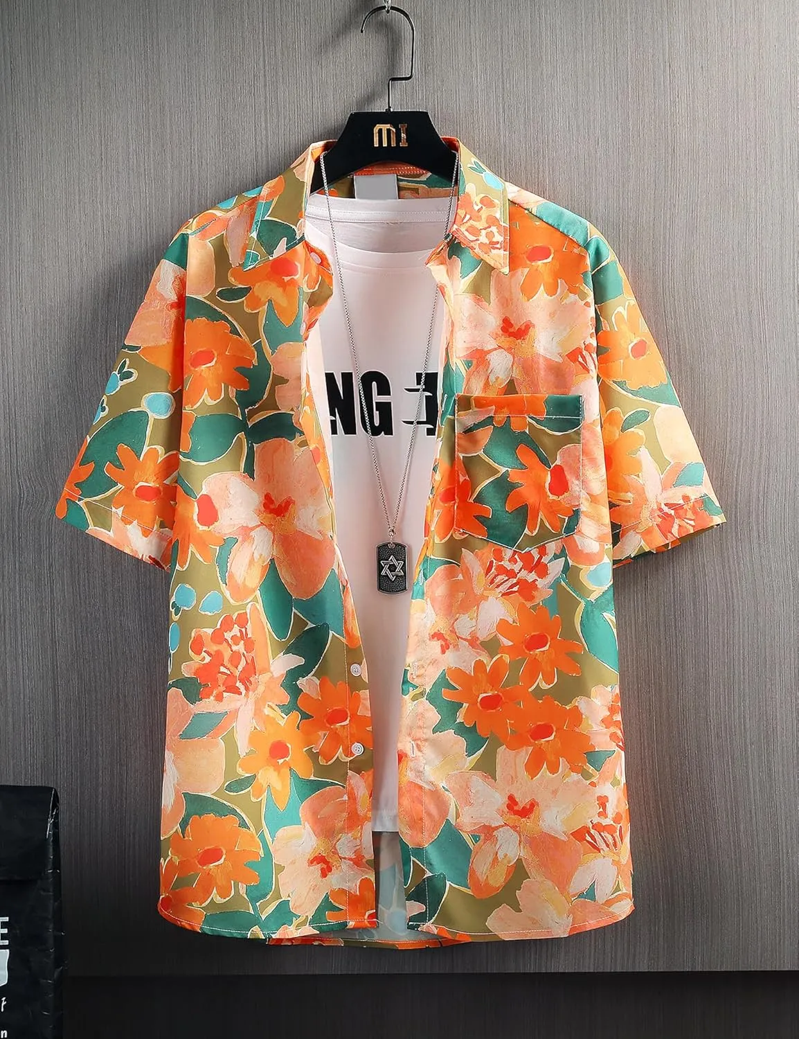 Men's Hawaiian Shirt Short Sleeve Floral Button Down Shirts Unisex Summer Tropical Holiday Beach Shirts