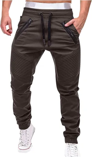 Men's High Waisted Pants Sports Casual Jogging Trousers Lightweight Hiking Work Pants Outdoor Pant Blue Striped