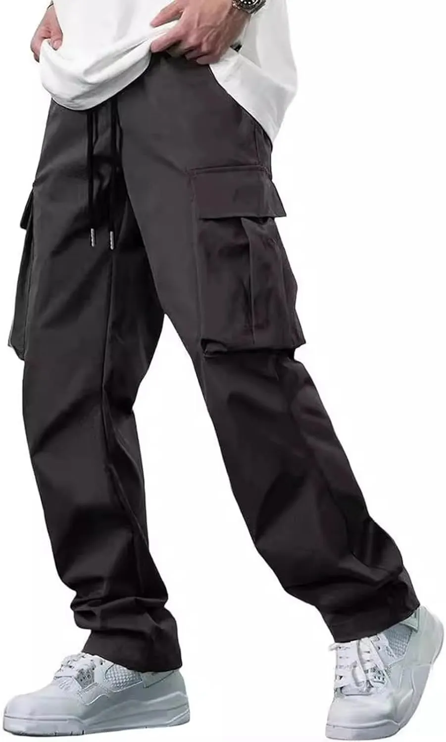 Mens Hippie Harem Pants Casual Elastic Drawstring Tapered Pants 2025 Solid Color Baggy Yoga Drop Crotch Trouser