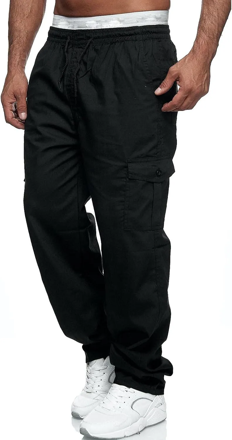 Men's Joggers Cargo Pants Drawstring Fashion Pants Sweatpants Casual Work Chino Pants with Pockets for Men