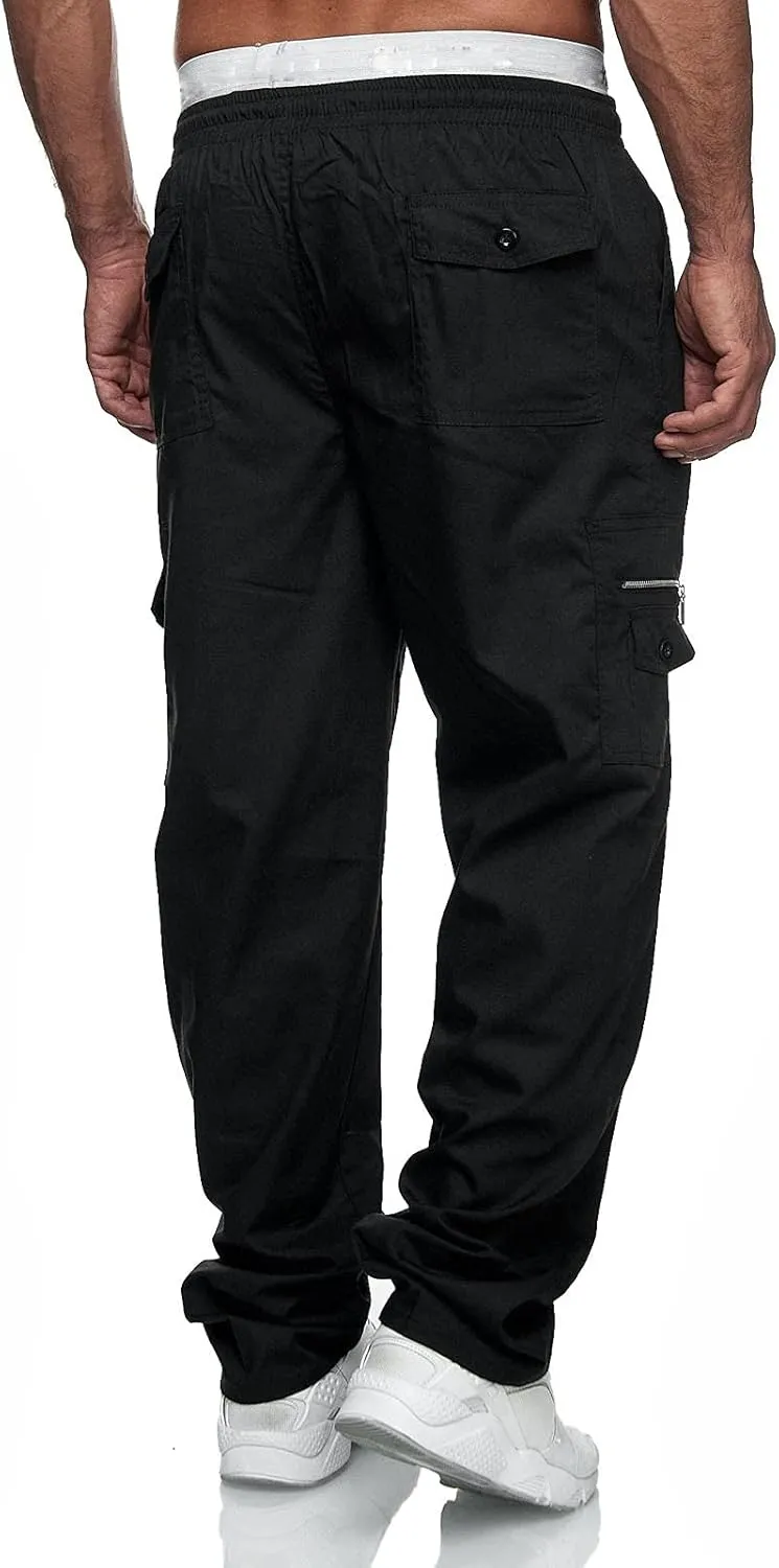 Men's Joggers Cargo Pants Drawstring Fashion Pants Sweatpants Casual Work Chino Pants with Pockets for Men