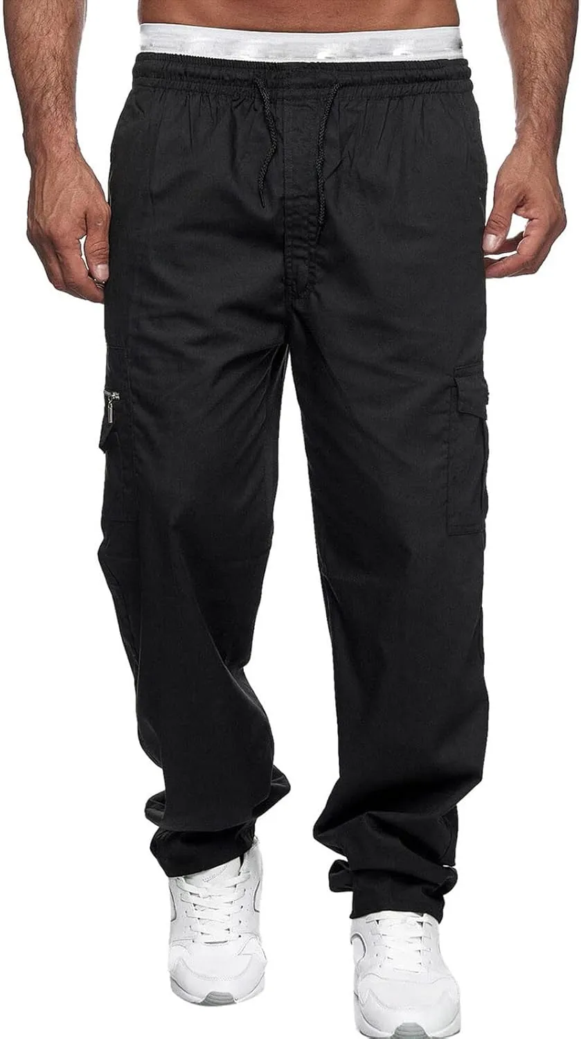 Men's Joggers Cargo Pants Drawstring Fashion Pants Sweatpants Casual Work Chino Pants with Pockets for Men