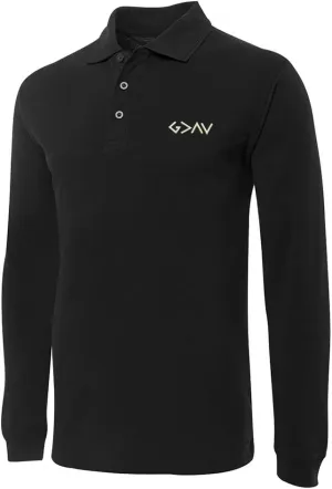 Men's Polo Shirts 3 Button Quick Dry God is Greater Embroidered Performance Long Sleeve Golf Shirts