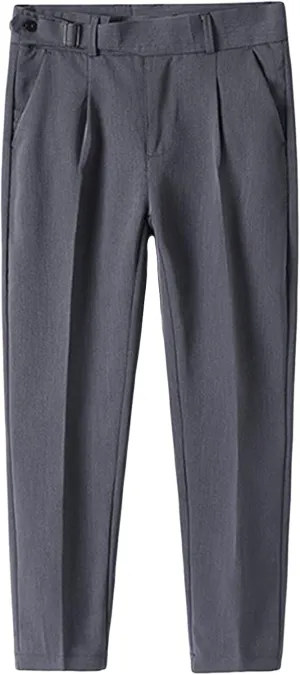 Men's Slim Fit Stretch Dress Pants Skinny Fit Flat Front Suit Pants Plaid Business Chino Pants with Pockets (36,Grey)