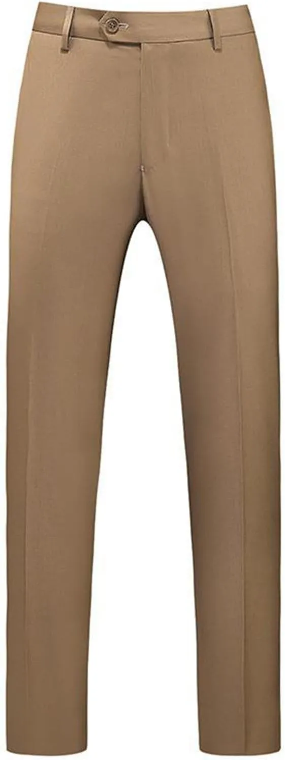 Men's Straight Leg Pants Classic Slim Fit Front Flat Casual Dress Pants Relaxed Fit Stretch Pants with Pockets