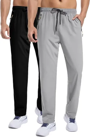 Men's Sweatpants Lightweight Workout Pants with Zipper Pockets Elastic Waist Athletic Pants for Men Exercise Jogging Hiking