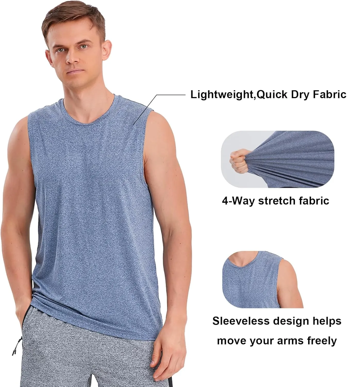 Mens Tank Tops 5 Pack,Gym Sleeveless Shirts Fitness Muscle T-Shirts Workout Gym Tank Top
