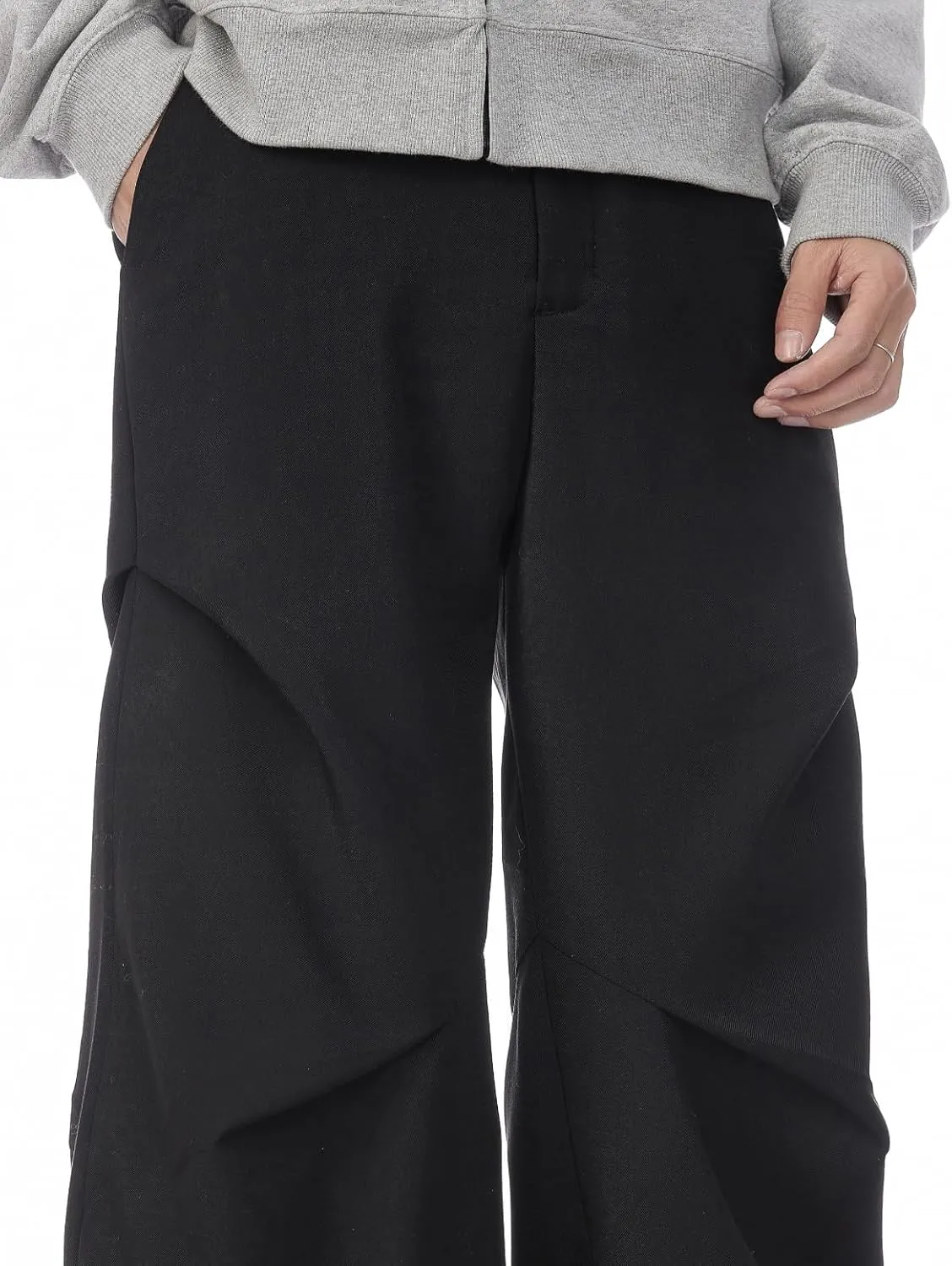 Men's Y2K Wide Leg Baggy Cargo Sweatpant Loose Hip Hop Ruched Techno Parachute Pants Streetwear