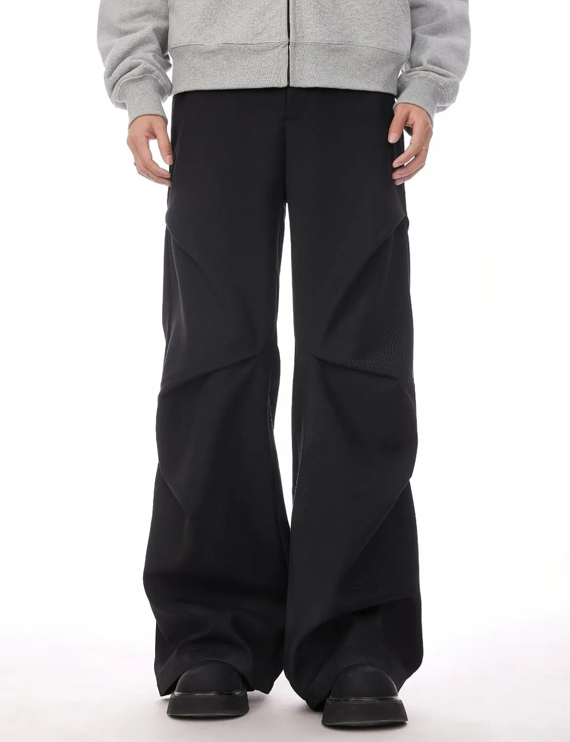 Men's Y2K Wide Leg Baggy Cargo Sweatpant Loose Hip Hop Ruched Techno Parachute Pants Streetwear