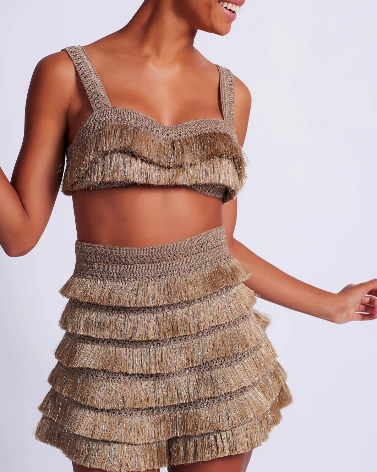 Metallic Fringe Shorts