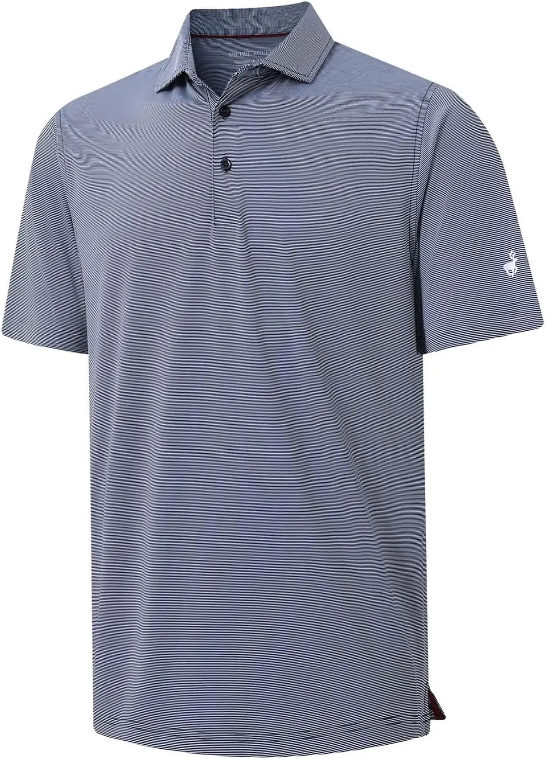 MICHEL ROUEN Golf Shirts for Men Short Sleeve Lightweight Quick Dry Pin Striped Casual Collared Polo Shirts