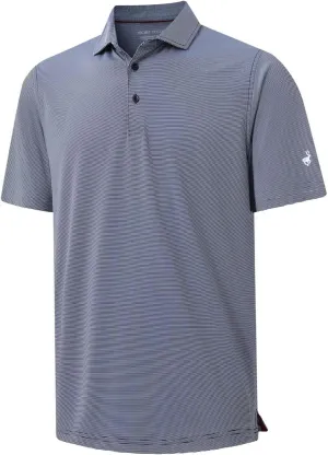 MICHEL ROUEN Golf Shirts for Men Short Sleeve Lightweight Quick Dry Pin Striped Casual Collared Polo Shirts