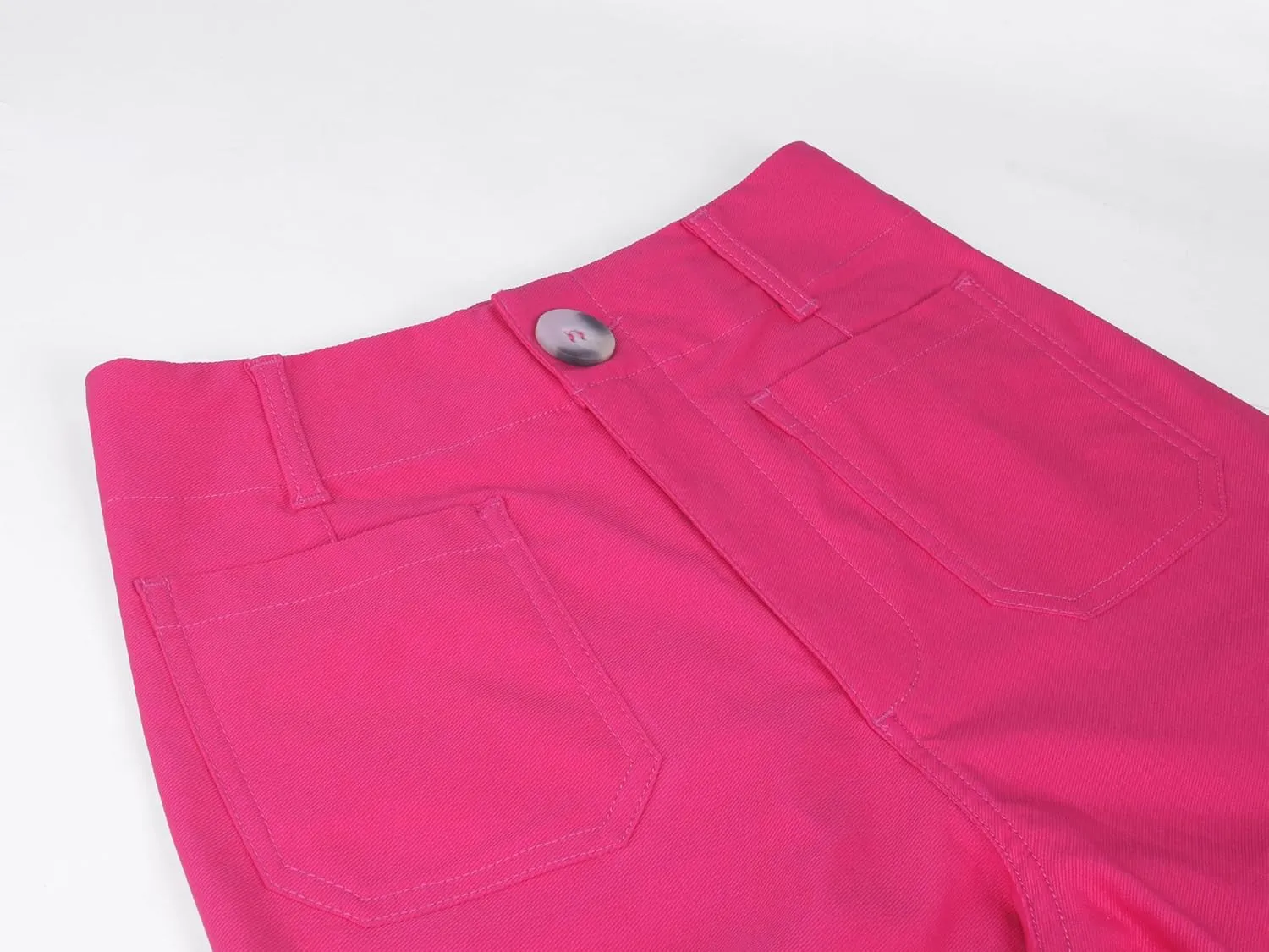 miduo Womens High Waisted Cropped Wide Leg Stretchy Straight Pants Trousers with Pockets