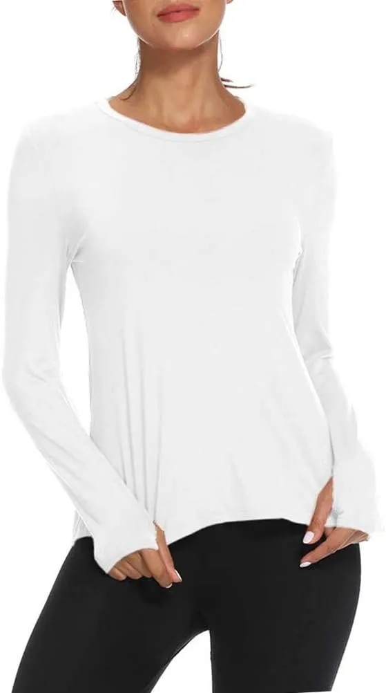 Mippo Long Sleeve Workout Shirts for Women Yoga Tops Open Back Running Shirts Athletic Clothes