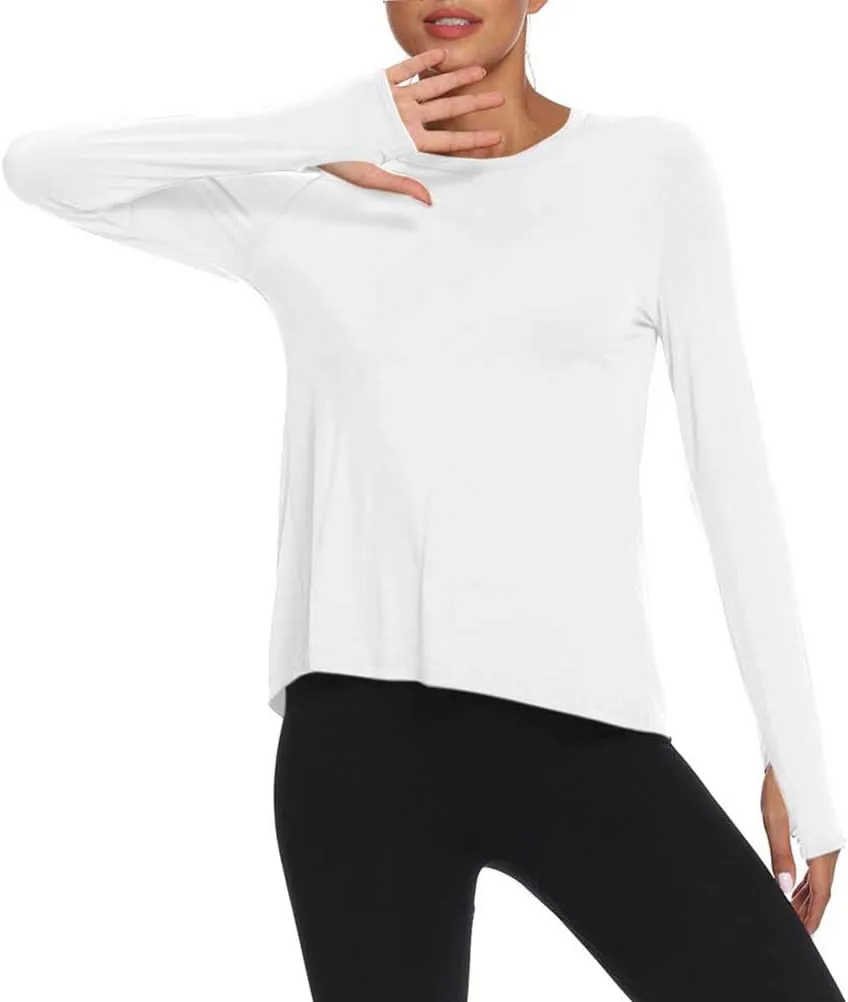 Mippo Long Sleeve Workout Shirts for Women Yoga Tops Open Back Running Shirts Athletic Clothes