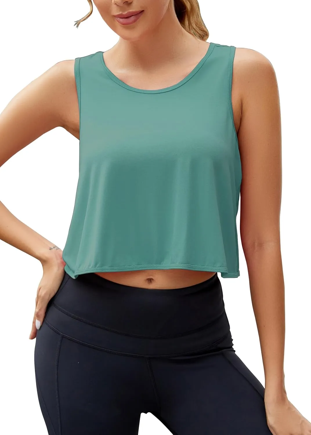 Mippo Workout Tops for Women Open Back Athletic Gym Yoga Tank Tops Loose Fit