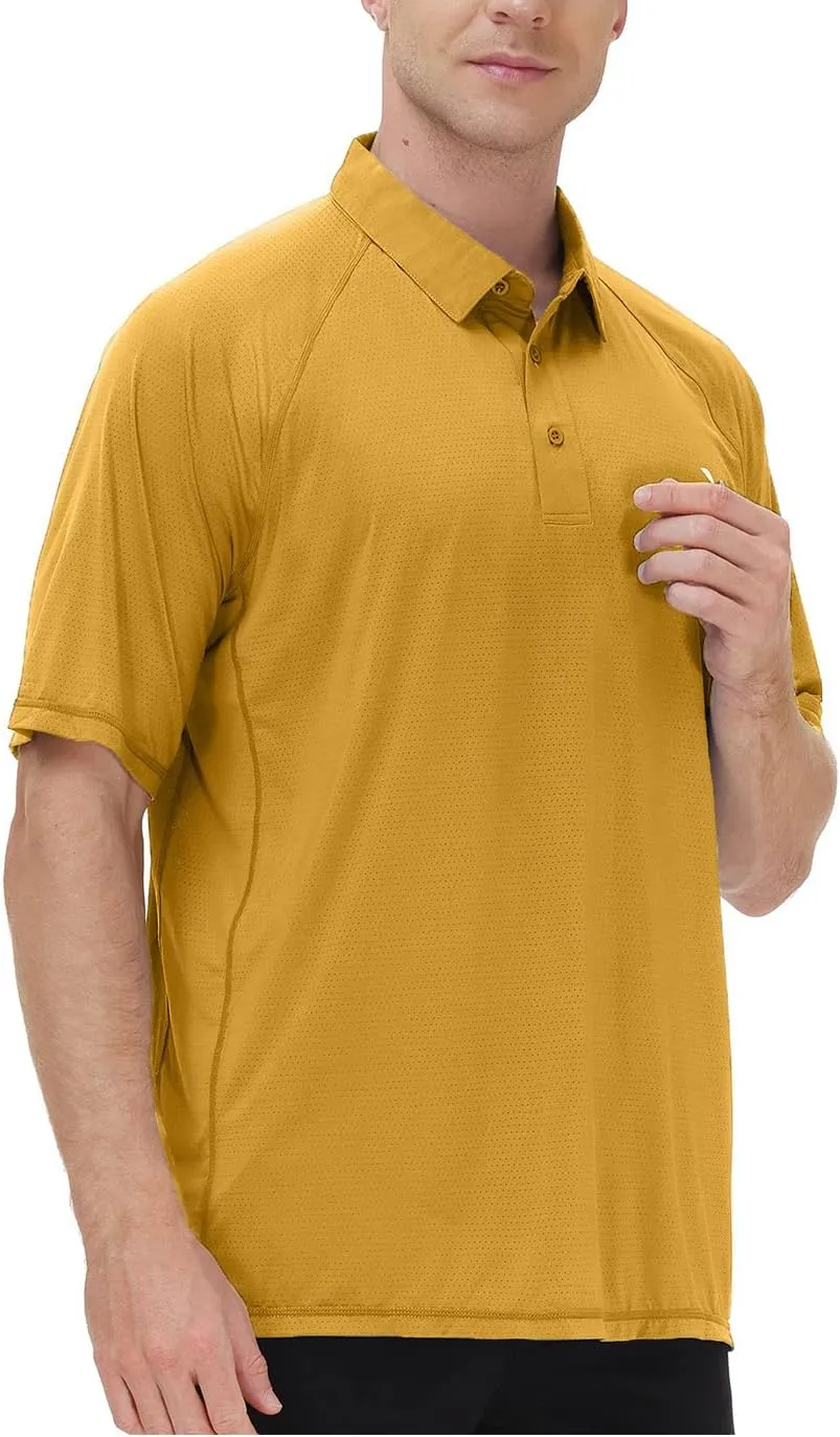 MOHEEN Men's Moisture Wicking Short Sleeve Polo Shirts UPF 50  Lightweight Performance Golf Shirts M-6XL